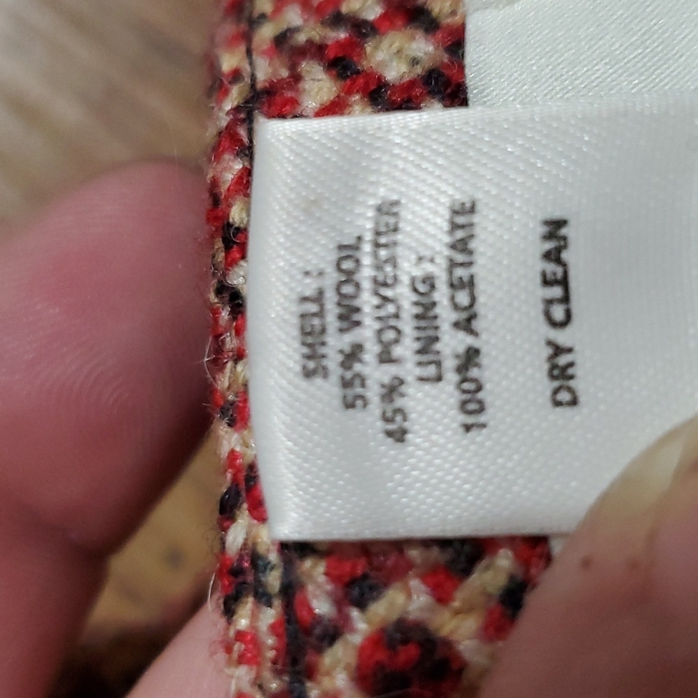 Loft Wool Blend Red Patterned Mini Pencil Skirt L… - image 6